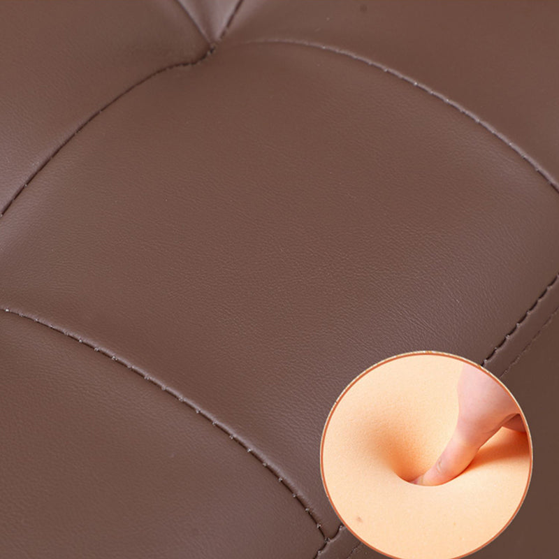 Modern Plain Ottoman Water Resistant Faux Leather Tufted Round Stool Ottoman