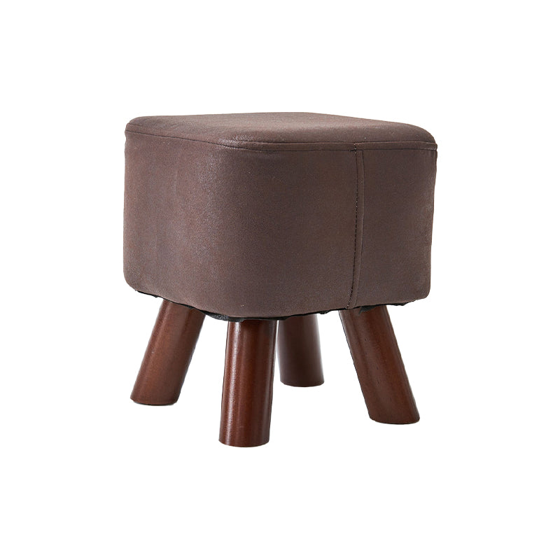 Mid-Century Modern Pouf Ottoman PU Leather Upholstered Solid Color Square Ottoman