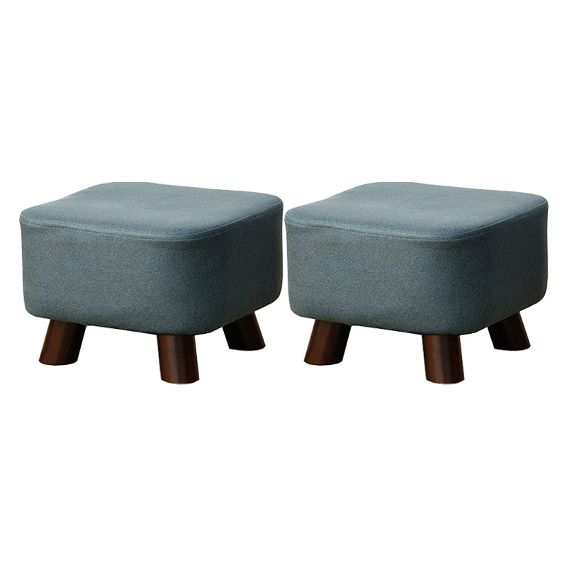 Mid-Century Modern Pouf Ottoman PU Leather Upholstered Solid Color Square Ottoman