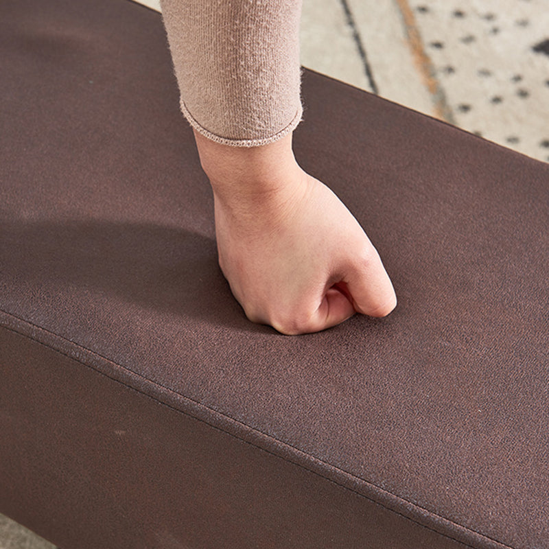 Mid-Century Modern Pouf Ottoman PU Leather Upholstered Solid Color Square Ottoman