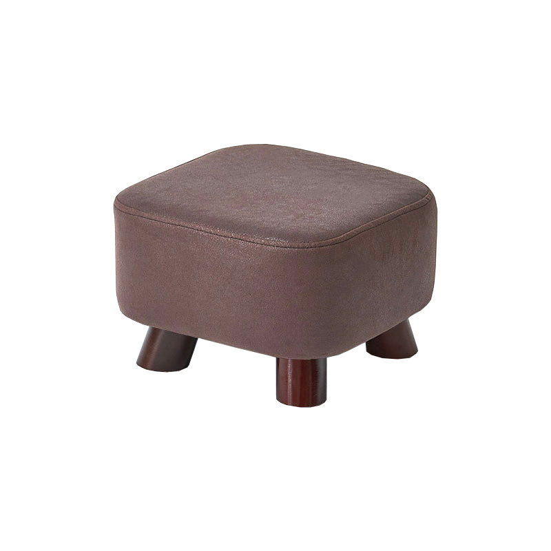 Mid-Century Modern Pouf Ottoman PU Leather Upholstered Solid Color Square Ottoman