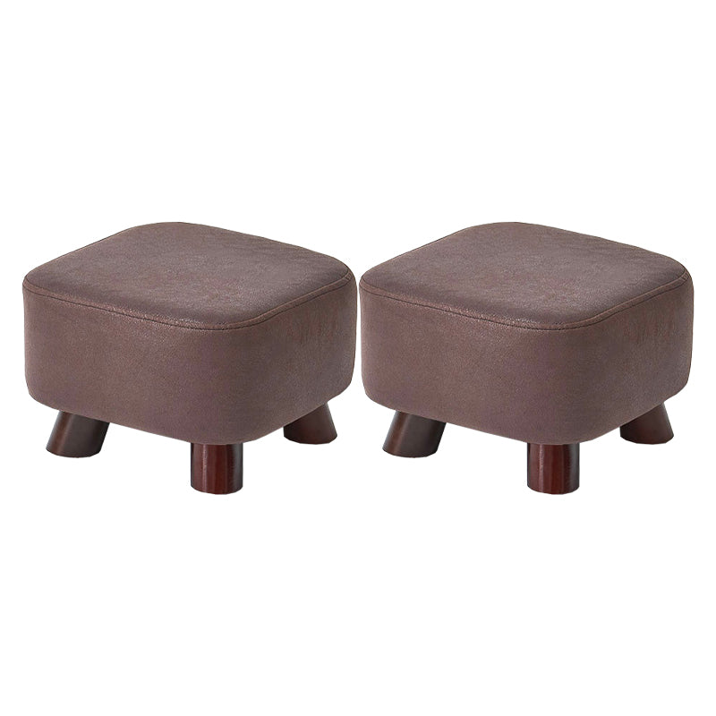 Mid-Century Modern Pouf Ottoman PU Leather Upholstered Solid Color Square Ottoman