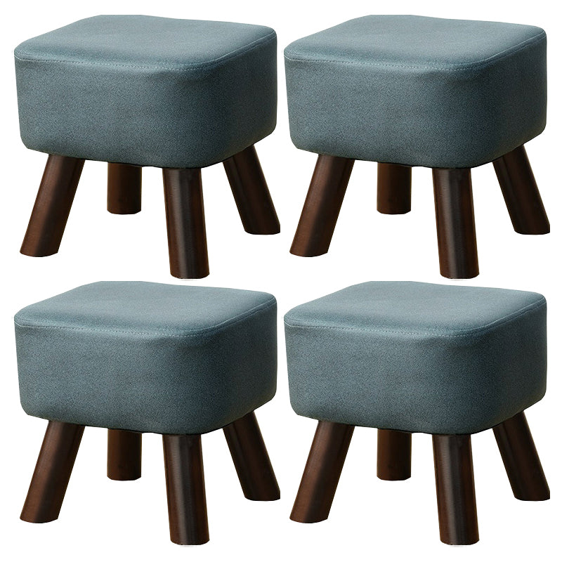 Mid-Century Modern Pouf Ottoman PU Leather Upholstered Solid Color Square Ottoman