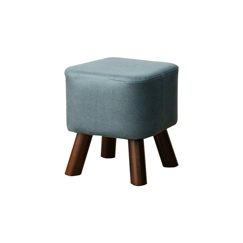 Mid-Century Modern Pouf Ottoman PU Leather Upholstered Solid Color Square Ottoman