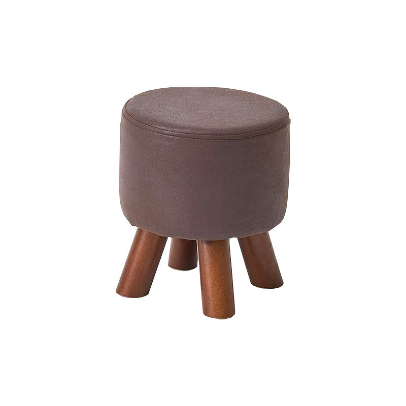 Mid-Century Modern Pouf Ottoman PU Leather Upholstered Solid Color Square Ottoman