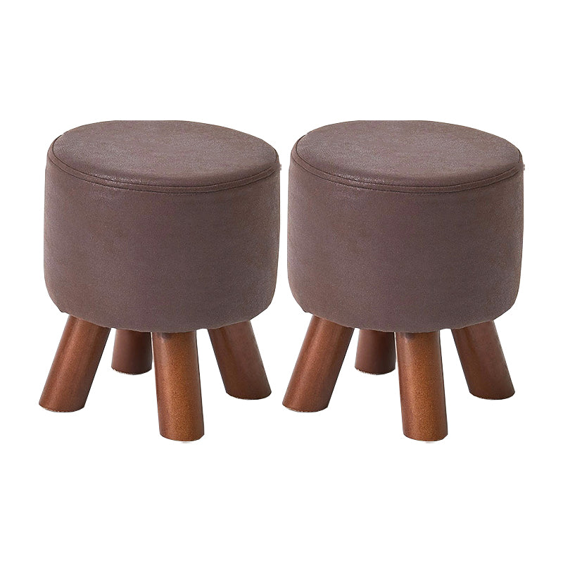 Mid-Century Modern Pouf Ottoman PU Leather Upholstered Solid Color Square Ottoman