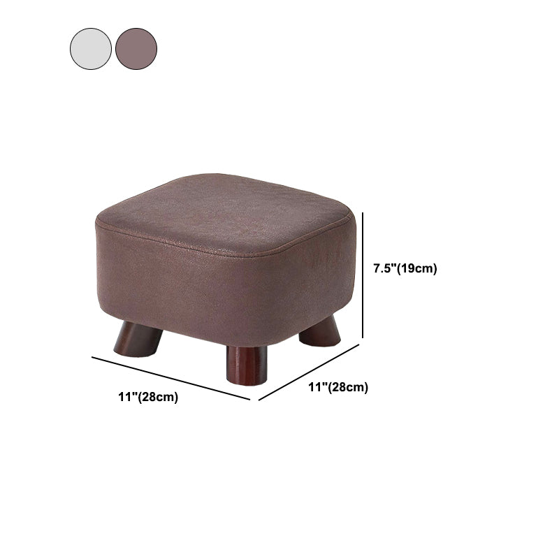 Mid-Century Modern Pouf Ottoman PU Leather Upholstered Solid Color Square Ottoman