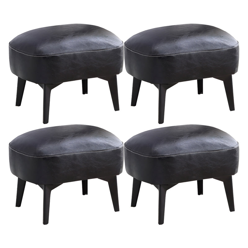 Modern Plain Chair Ottoman PU Leather Rectangle Stain Resistant Footstool Ottoman