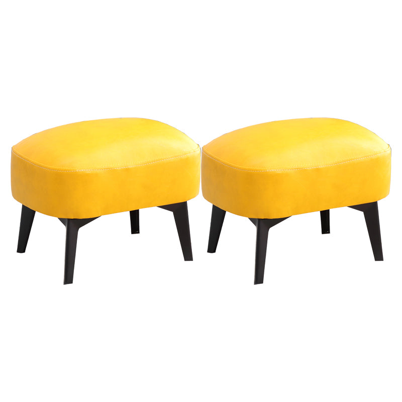 Modern Plain Chair Ottoman PU Leather Rectangle Stain Resistant Footstool Ottoman
