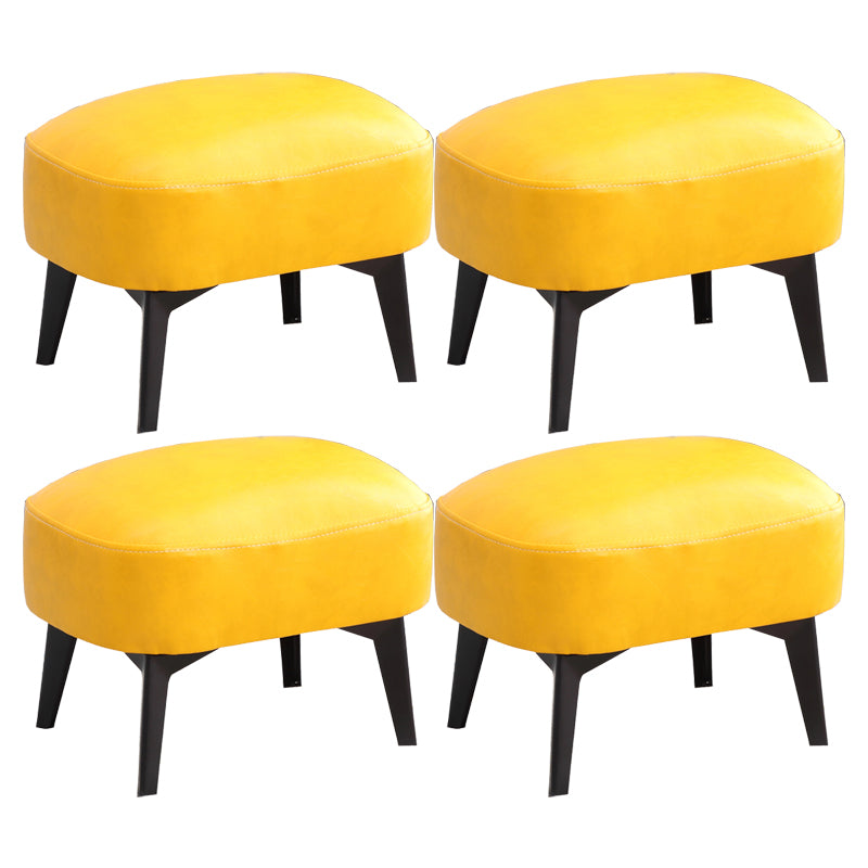 Modern Plain Chair Ottoman PU Leather Rectangle Stain Resistant Footstool Ottoman