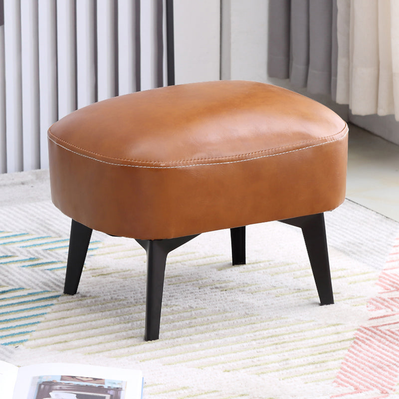 Modern Plain Chair Ottoman PU Leather Rectangle Stain Resistant Footstool Ottoman