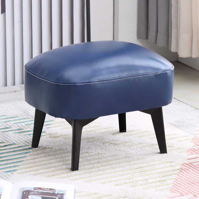 Modern Plain Chair Ottoman PU Leather Rectangle Stain Resistant Footstool Ottoman