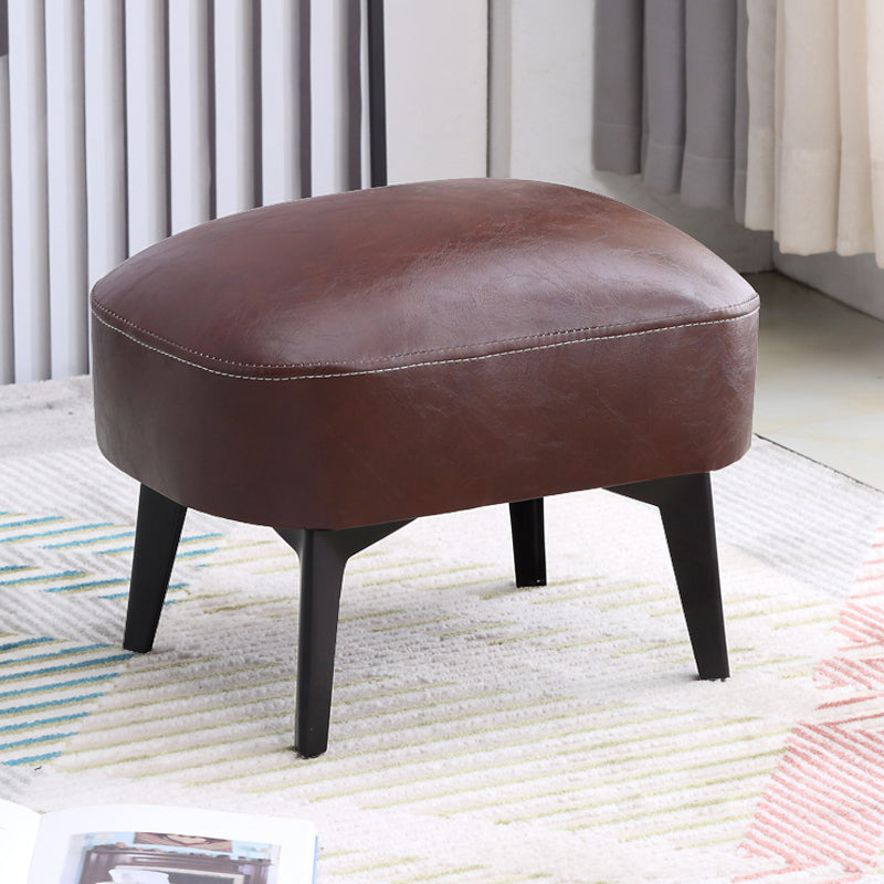 Modern Plain Chair Ottoman PU Leather Rectangle Stain Resistant Footstool Ottoman