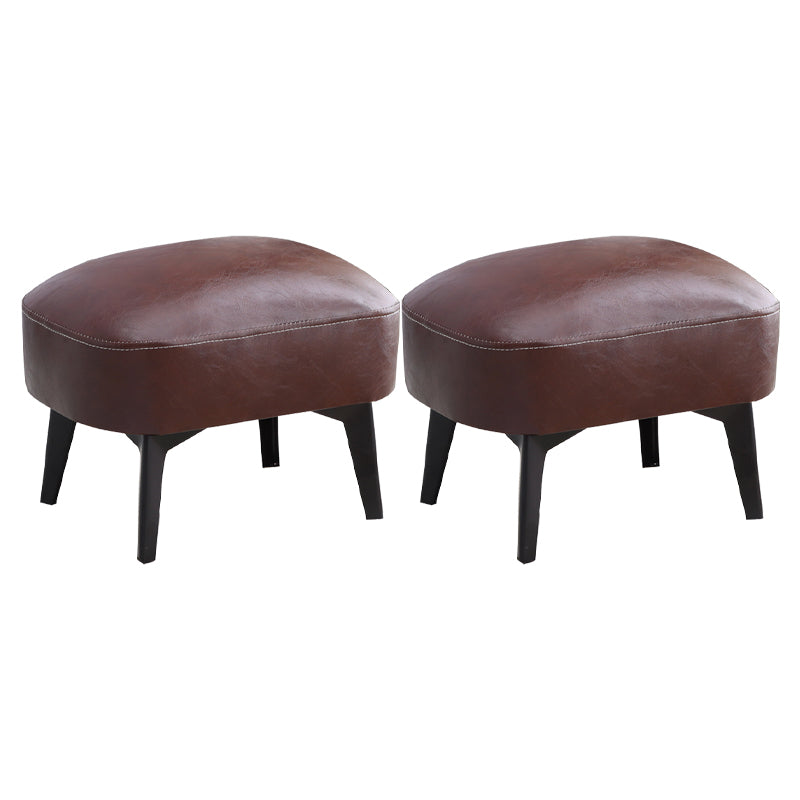Modern Plain Chair Ottoman PU Leather Rectangle Stain Resistant Footstool Ottoman