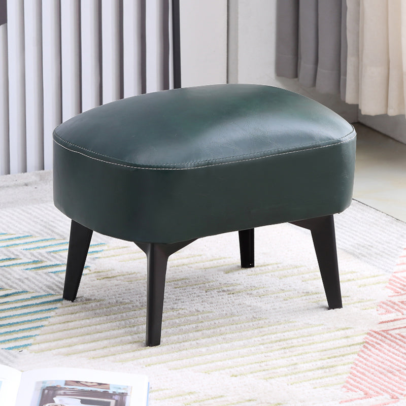 Modern Plain Chair Ottoman PU Leather Rectangle Stain Resistant Footstool Ottoman
