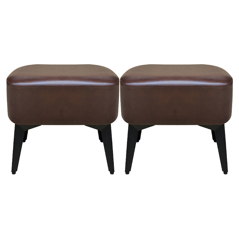 Modern Plain Chair Ottoman PU Leather Rectangle Stain Resistant Footstool Ottoman