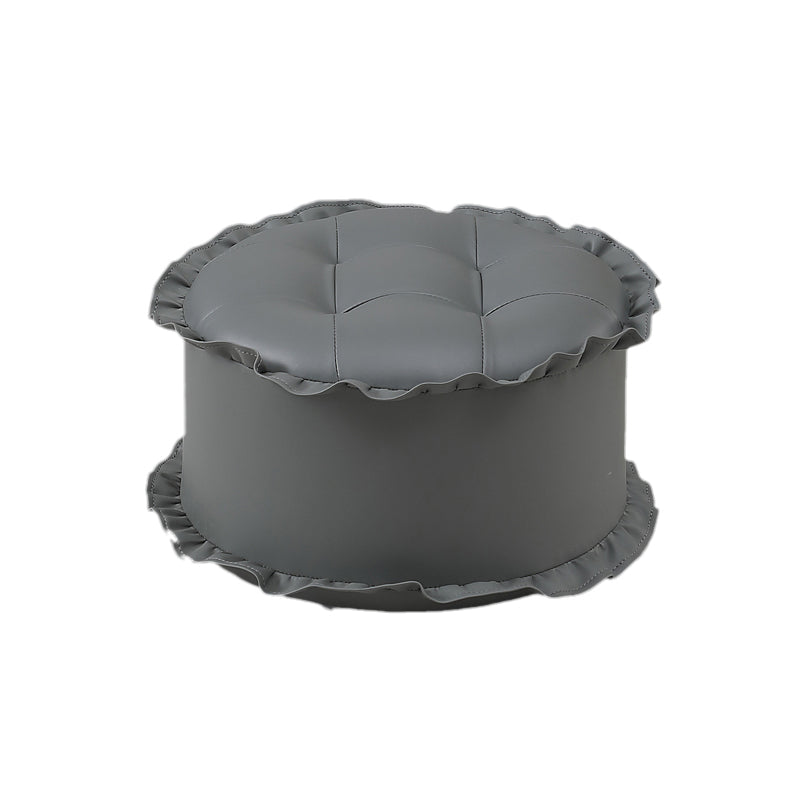 Modern Brown Water Resistant Pouf Lace Round Pouf for Living Room