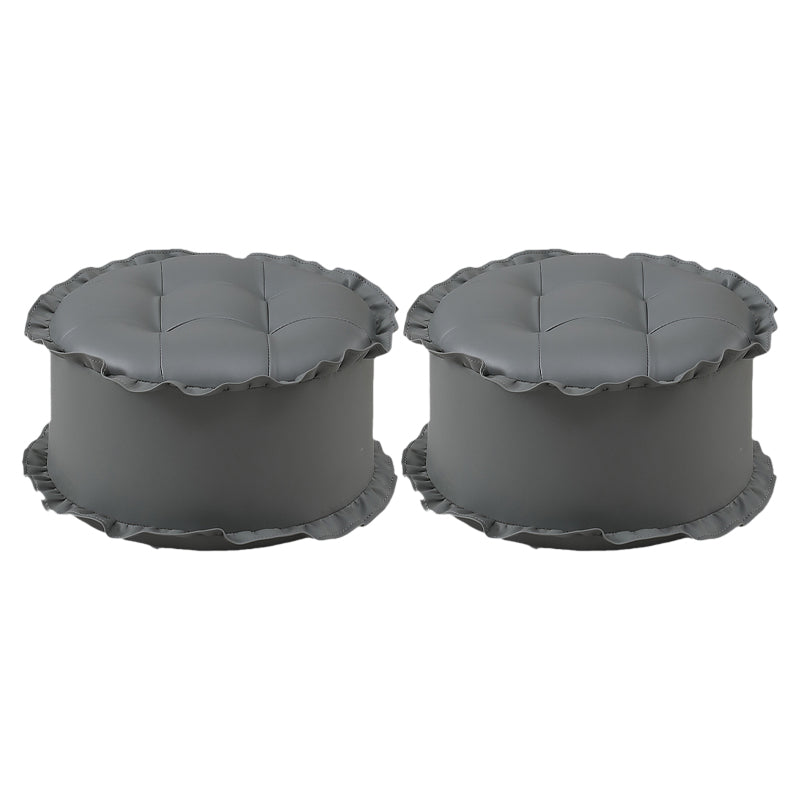 Modern Brown Water Resistant Pouf Lace Round Pouf for Living Room