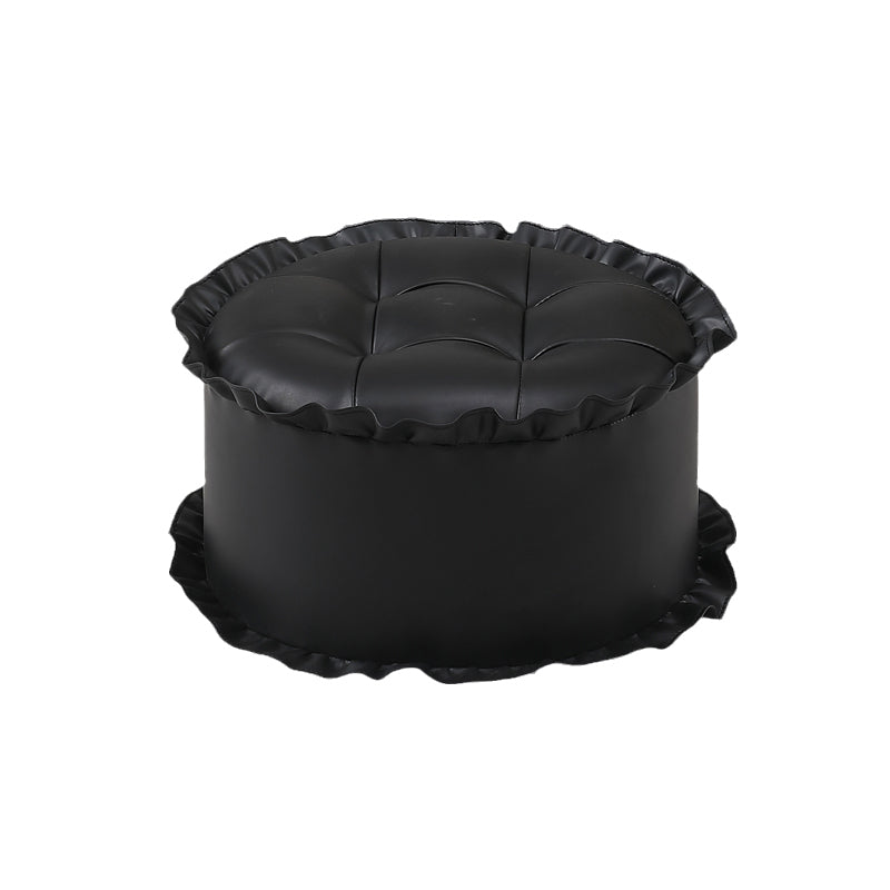 Modern Brown Water Resistant Pouf Lace Round Pouf for Living Room