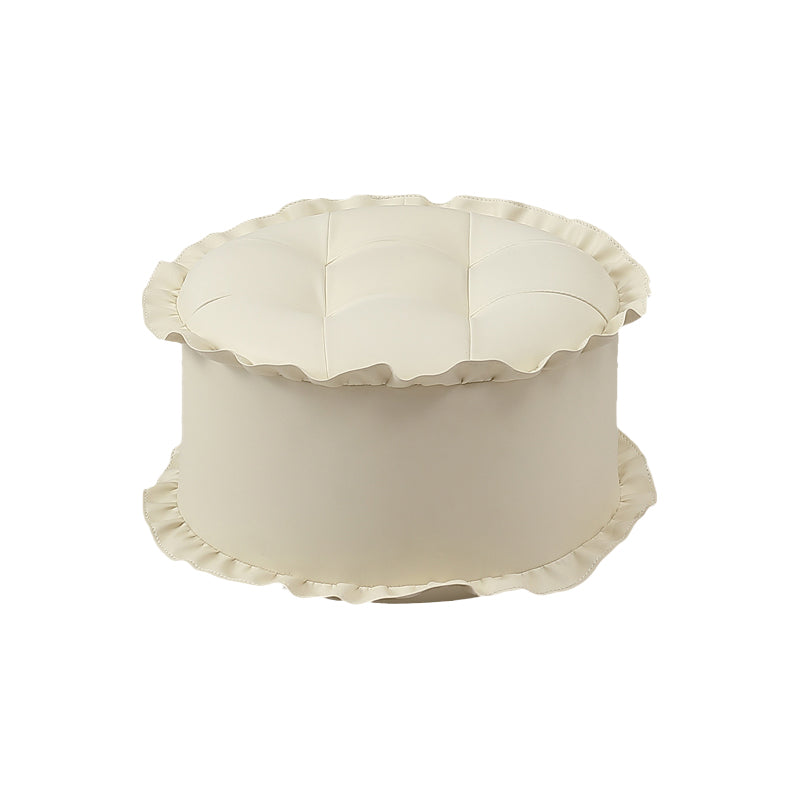 Modern Brown Water Resistant Pouf Lace Round Pouf for Living Room