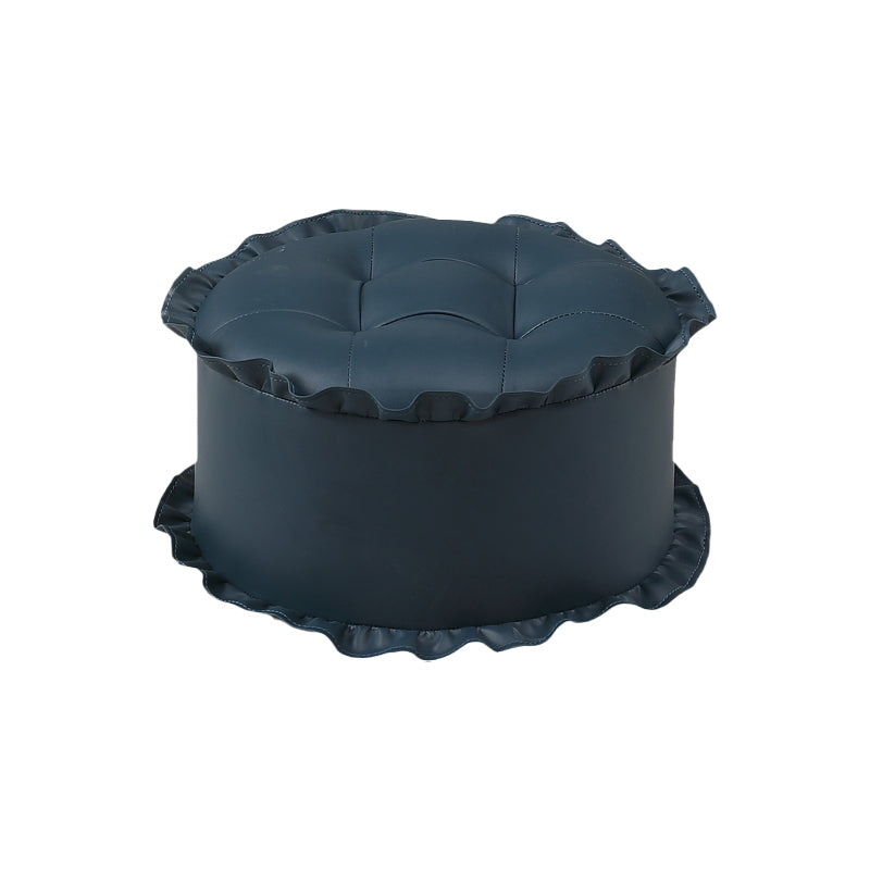 Modern Brown Water Resistant Pouf Lace Round Pouf for Living Room