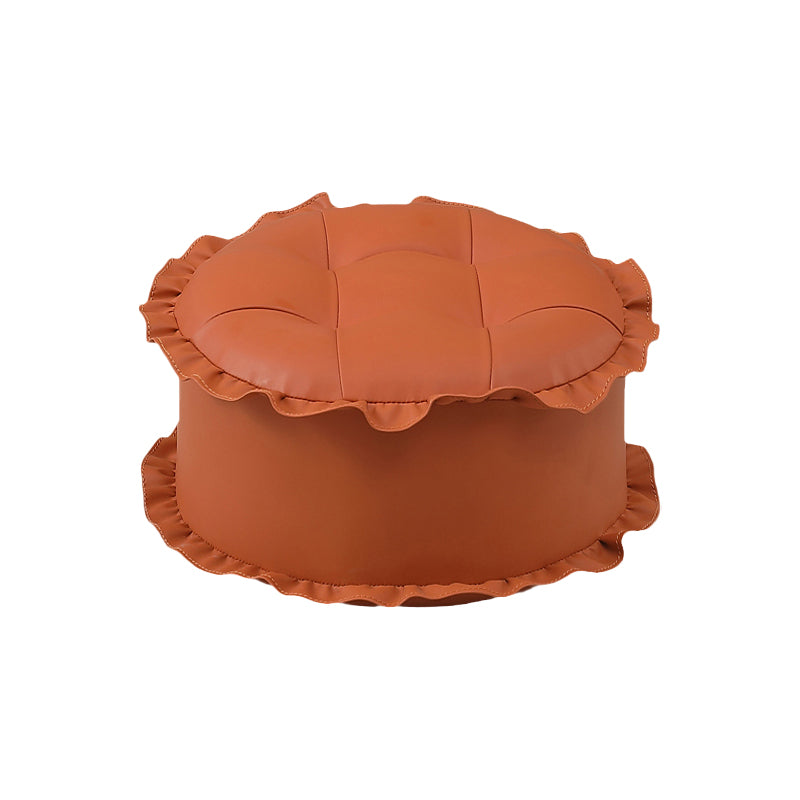 Modern Brown Water Resistant Pouf Lace Round Pouf for Living Room