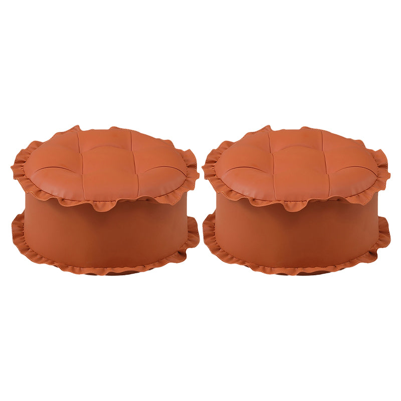 Modern Brown Water Resistant Pouf Lace Round Pouf for Living Room