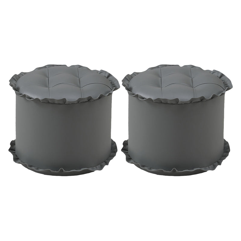 Modern Brown Water Resistant Pouf Lace Round Pouf for Living Room