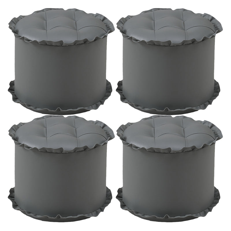 Modern Brown Water Resistant Pouf Lace Round Pouf for Living Room