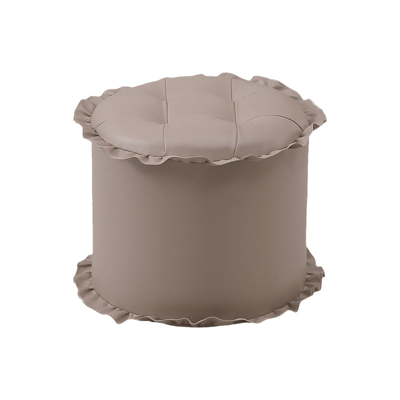 Modern Brown Water Resistant Pouf Lace Round Pouf for Living Room