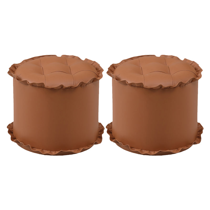 Modern Brown Water Resistant Pouf Lace Round Pouf for Living Room