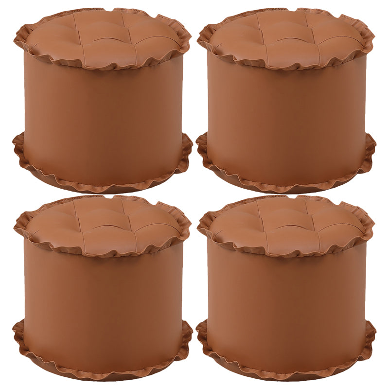 Modern Brown Water Resistant Pouf Lace Round Pouf for Living Room