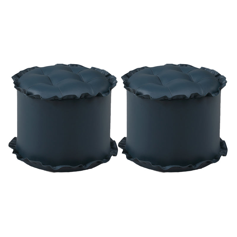 Modern Brown Water Resistant Pouf Lace Round Pouf for Living Room