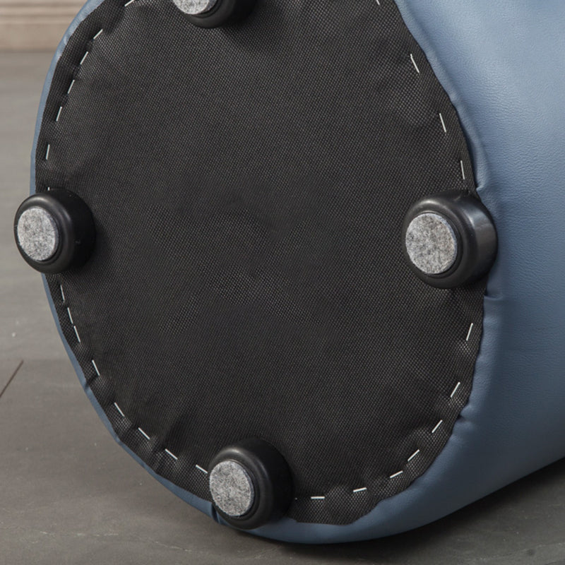 Modern Round Ottoman Solid Color Genuine Leather Tufted Pouf Ottoman