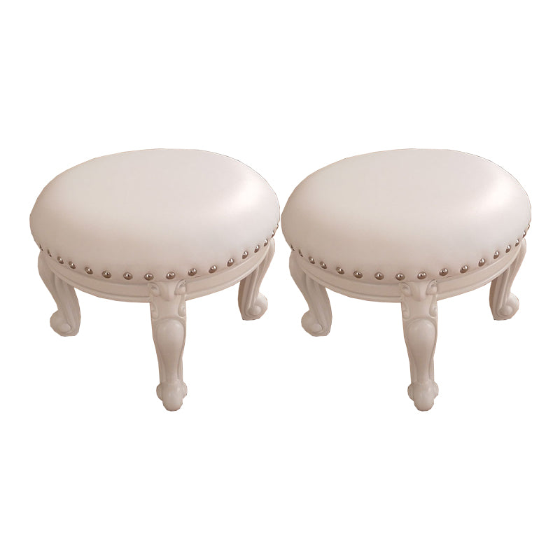 Mid-Century Modern Plain Pouf PU Leather Round Water Resistant Chair Ottoman