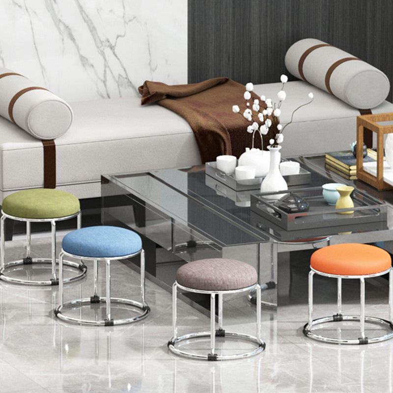 Standard Ottoman Fade Resistant Cotton Blend Glam Round Solid Color Ottoman