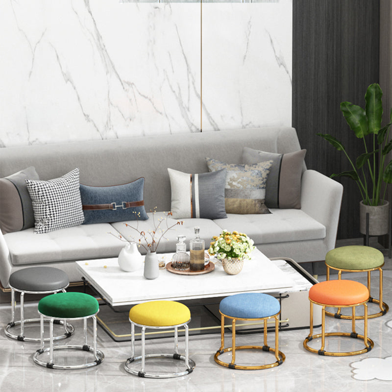 Standard Ottoman Fade Resistant Cotton Blend Glam Round Solid Color Ottoman