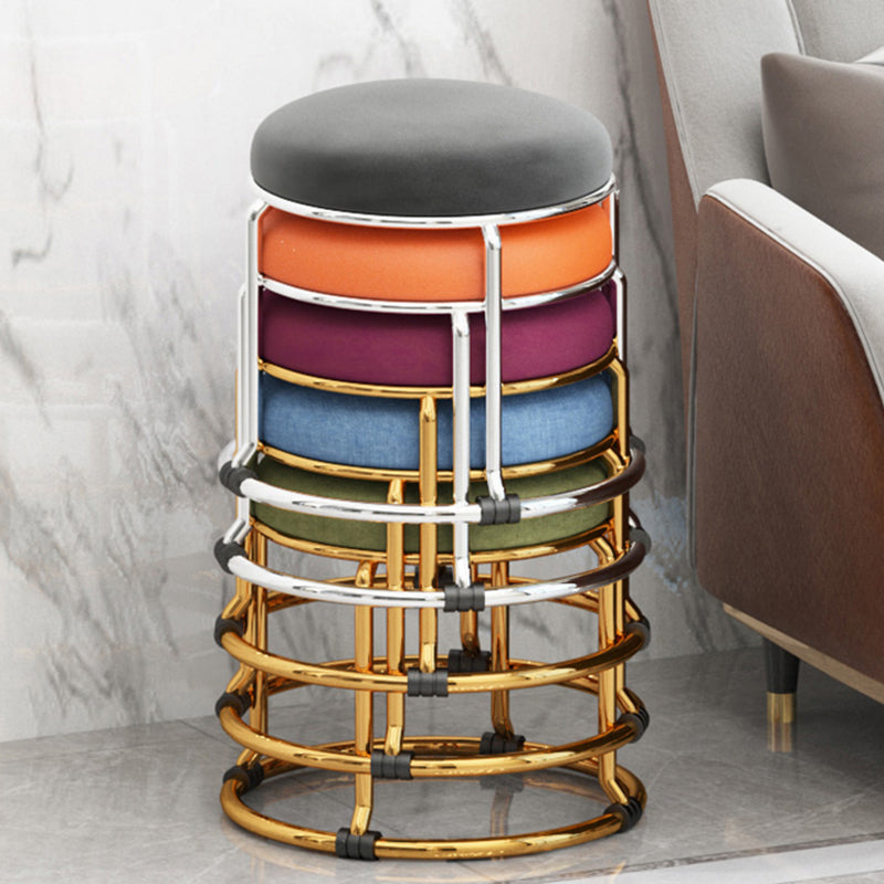 Standard Ottoman Fade Resistant Cotton Blend Glam Round Solid Color Ottoman