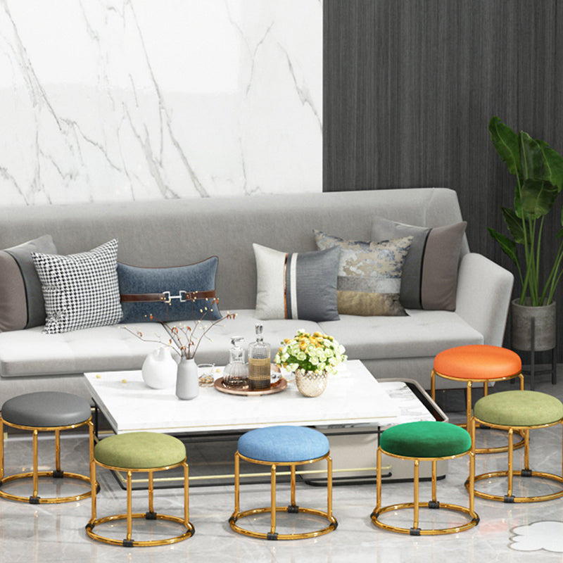 Standard Ottoman Fade Resistant Cotton Blend Glam Round Solid Color Ottoman