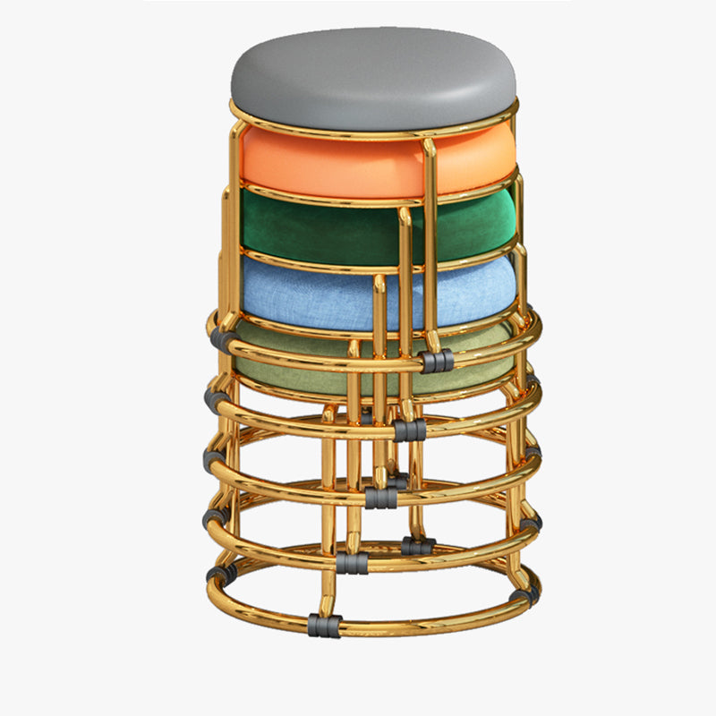 Standard Ottoman Fade Resistant Cotton Blend Glam Round Solid Color Ottoman