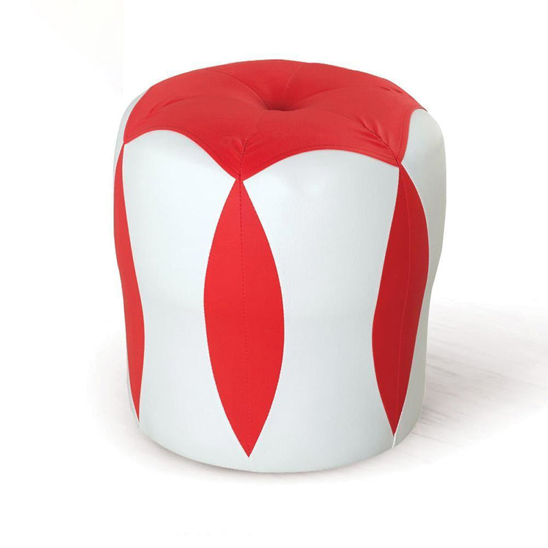 Modern Water Resistant Pouf Round Color Block Leather Indoor Pouf