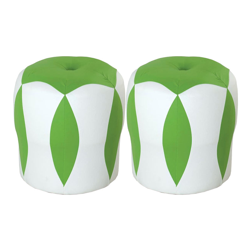 Modern Water Resistant Pouf Round Color Block Leather Indoor Pouf