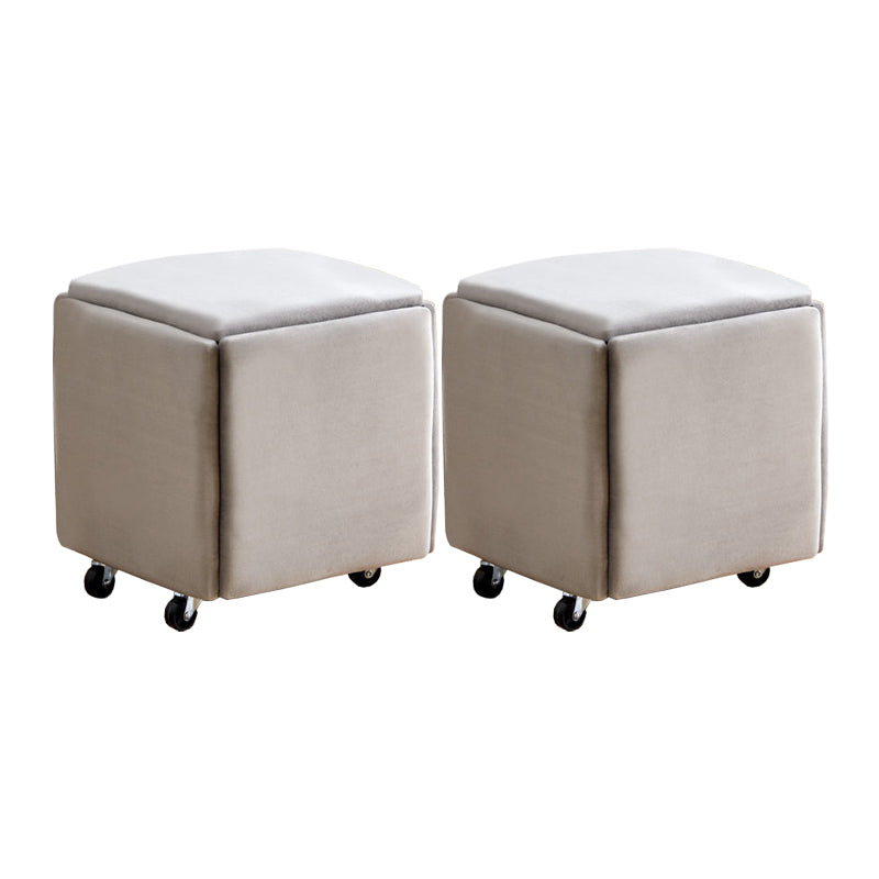 Modern Plain Boucle Ottoman Velvet Square with Storage Target Pouf