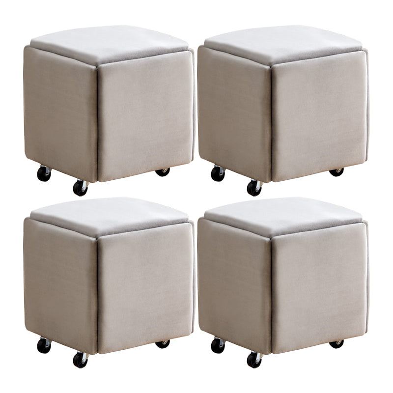 Modern Plain Boucle Ottoman Velvet Square with Storage Target Pouf
