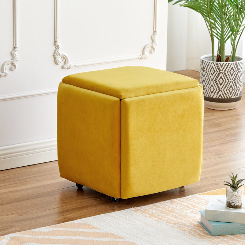 Modern Plain Boucle Ottoman Velvet Square with Storage Target Pouf