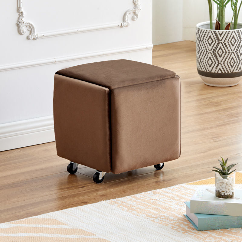 Modern Plain Boucle Ottoman Velvet Square with Storage Target Pouf