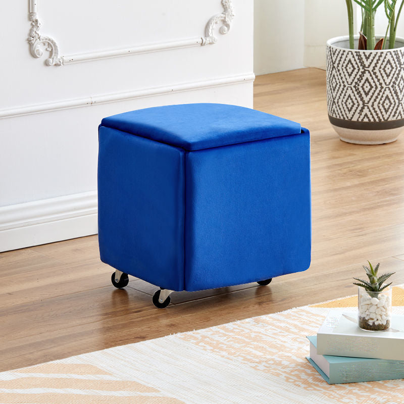 Modern Plain Boucle Ottoman Velvet Square with Storage Target Pouf