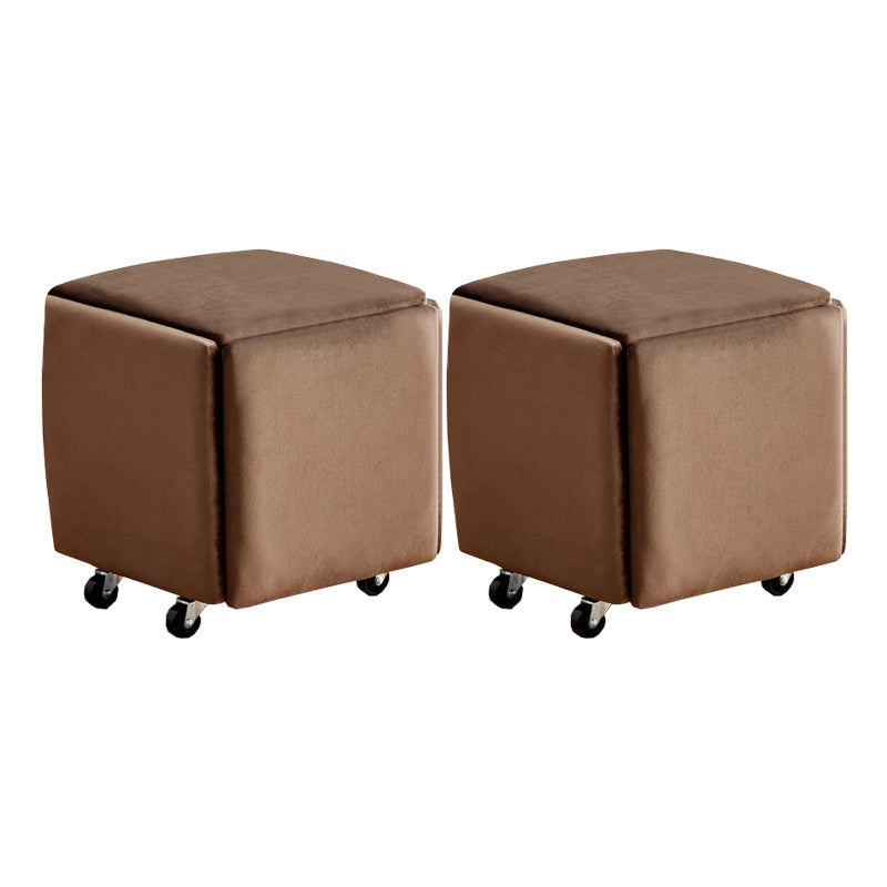 Modern Plain Boucle Ottoman Velvet Square with Storage Target Pouf