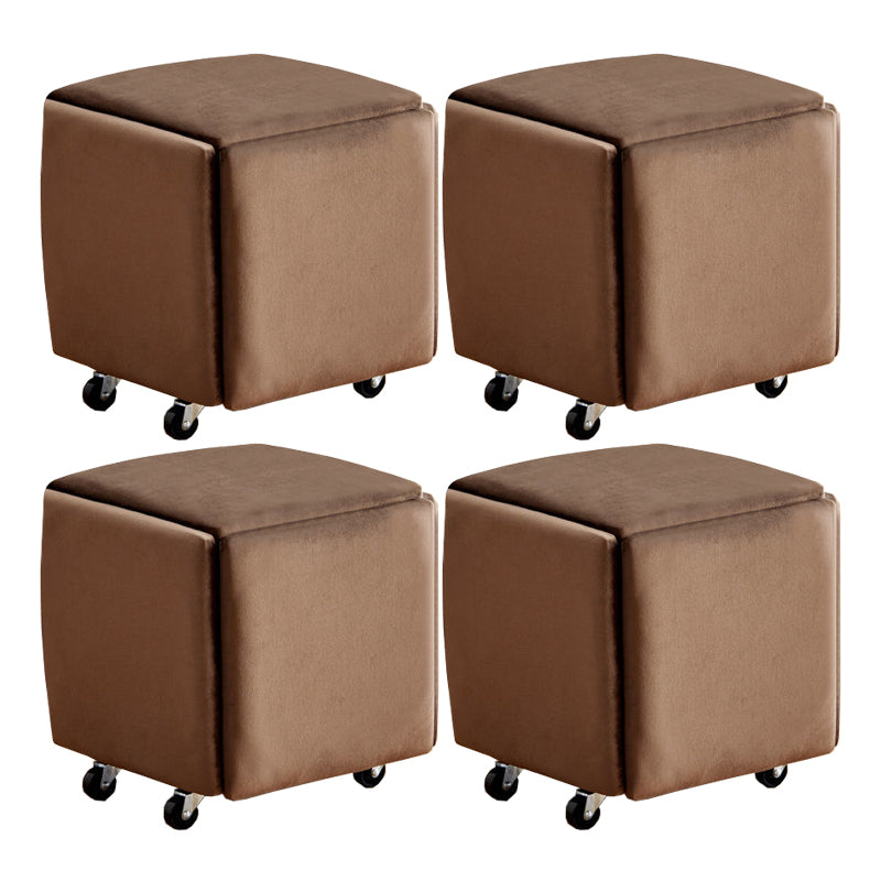 Modern Plain Boucle Ottoman Velvet Square with Storage Target Pouf