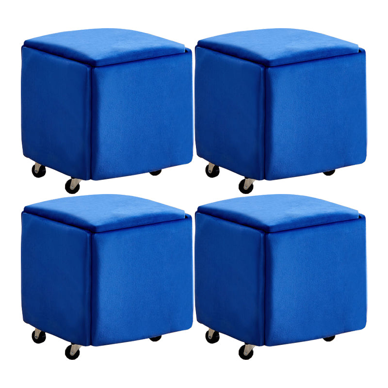 Modern Plain Boucle Ottoman Velvet Square with Storage Target Pouf